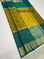 VSAS1514 - mehandi green with peacock green color body, pallu , blouse.