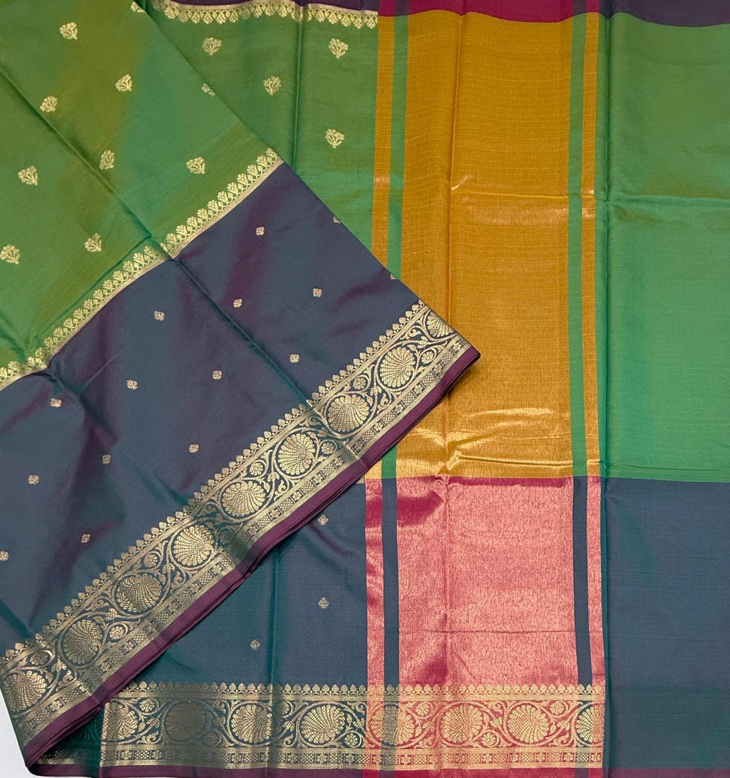 VSAS1519 - dual green with purple color body, pallu , blouse.