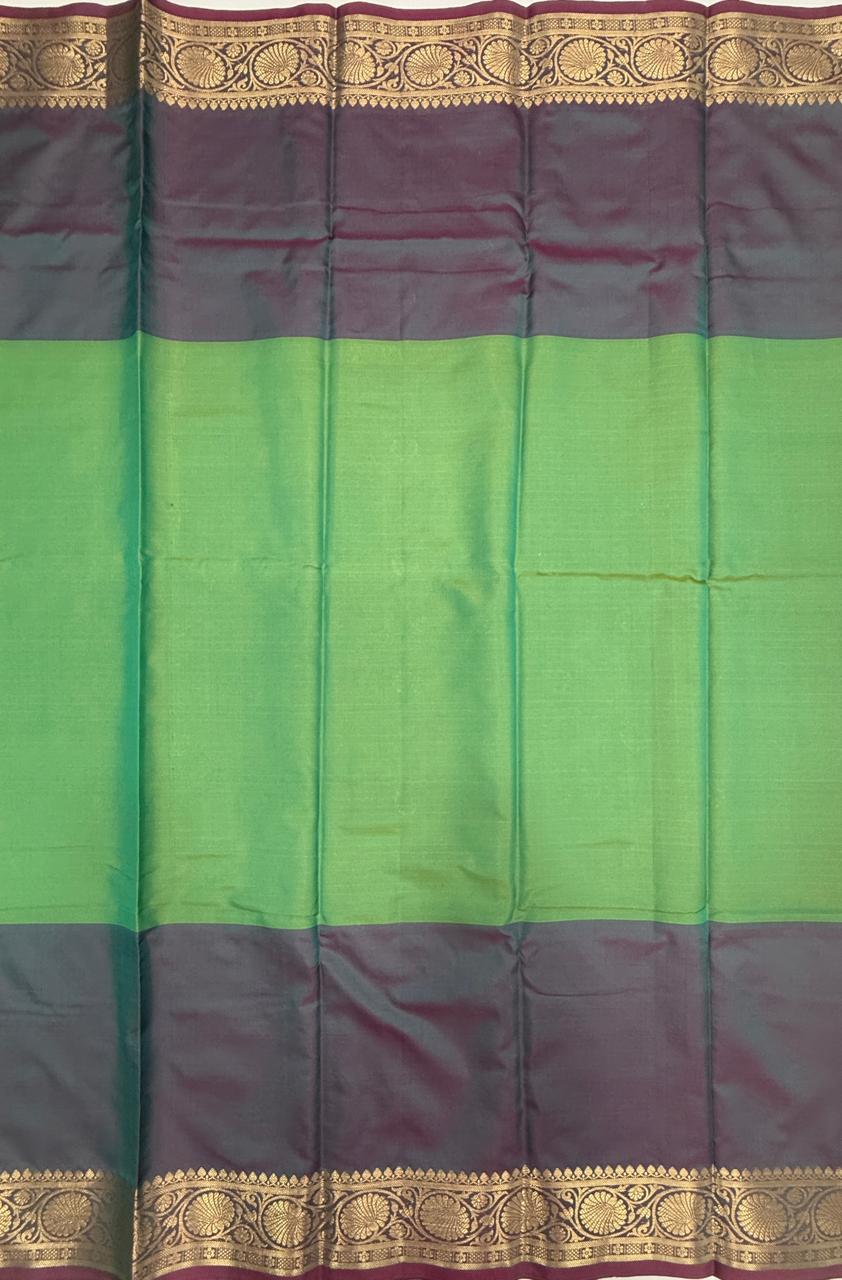 VSAS1519 - dual green with purple color body, pallu , blouse.
