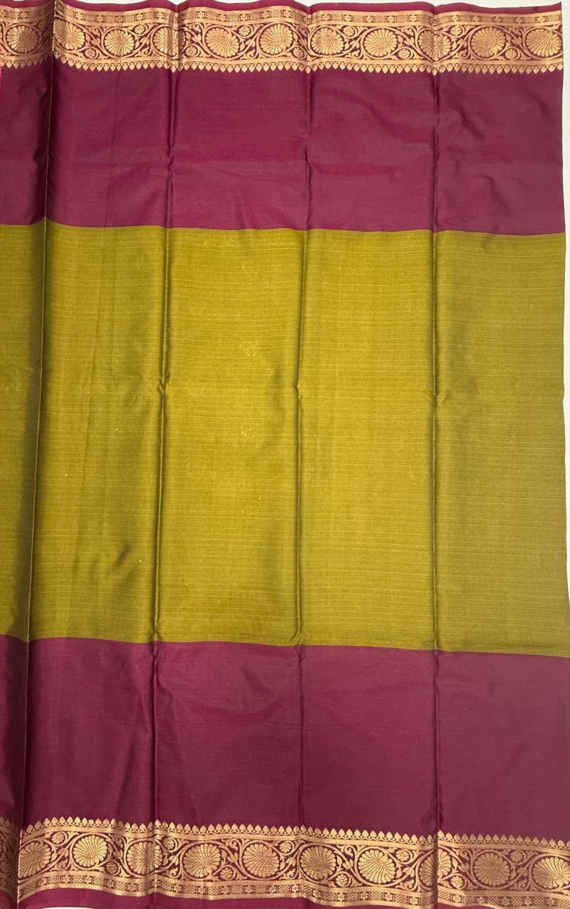 VSAS1520 - mehandi green with purple color body, pallu , blouse.