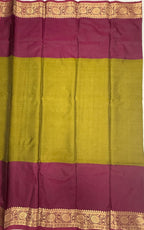 VSAS1520 - mehandi green with purple color body, pallu , blouse.