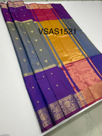 VSAS1521 - dual blue with violet color body, pallu , blouse.