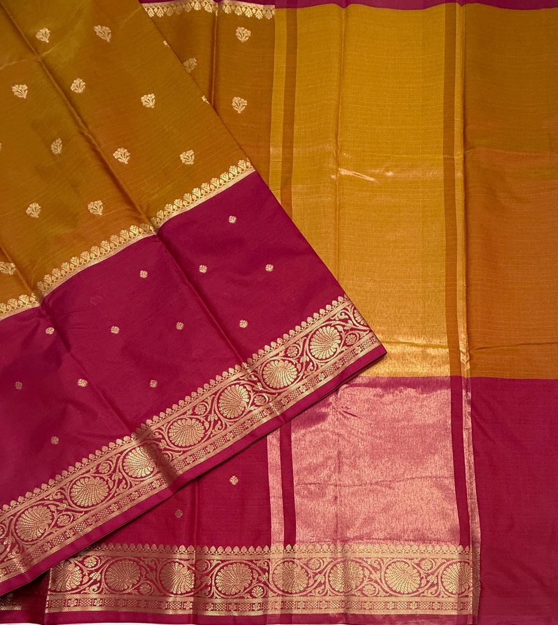 VSAS1522 - honey with rani pink color body, pallu , blouse.