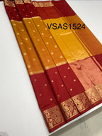 VSAS1524 - honey with red color body, pallu , blouse.