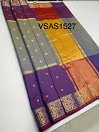 VSAS1527 - dual blue with violet color body, pallu , blouse.