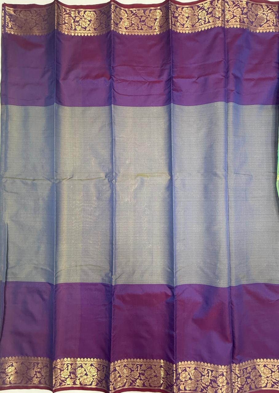 VSAS1527 - dual blue with violet color body, pallu , blouse.