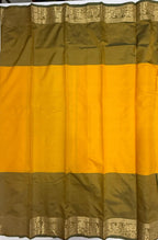 VSAS1532 - yellow with mehandi green color body, pallu , blouse.