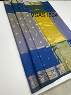 VSAS1534 - dual peacock blue color body, pallu , blouse.