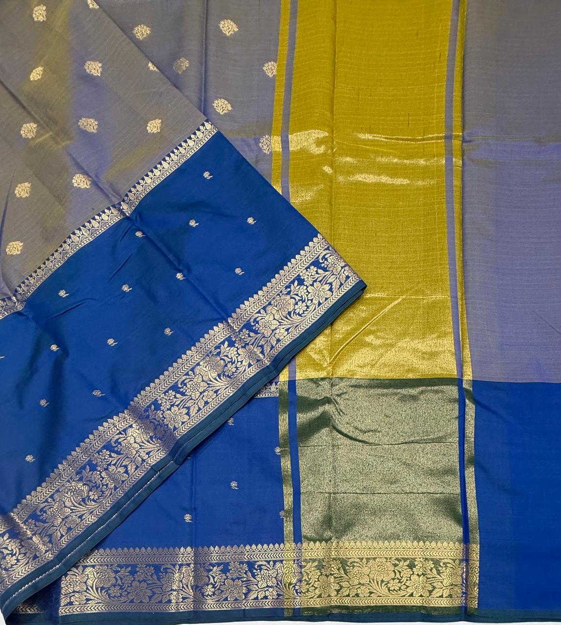 VSAS1534 - dual peacock blue color body, pallu , blouse.
