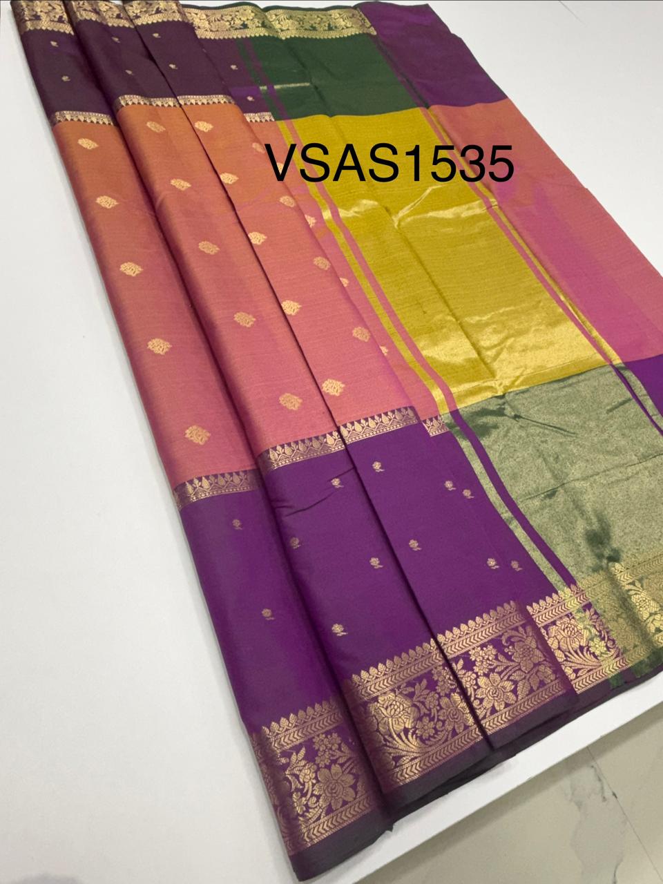 VSAS1535 - dual pink with violet color body, pallu , blouse.