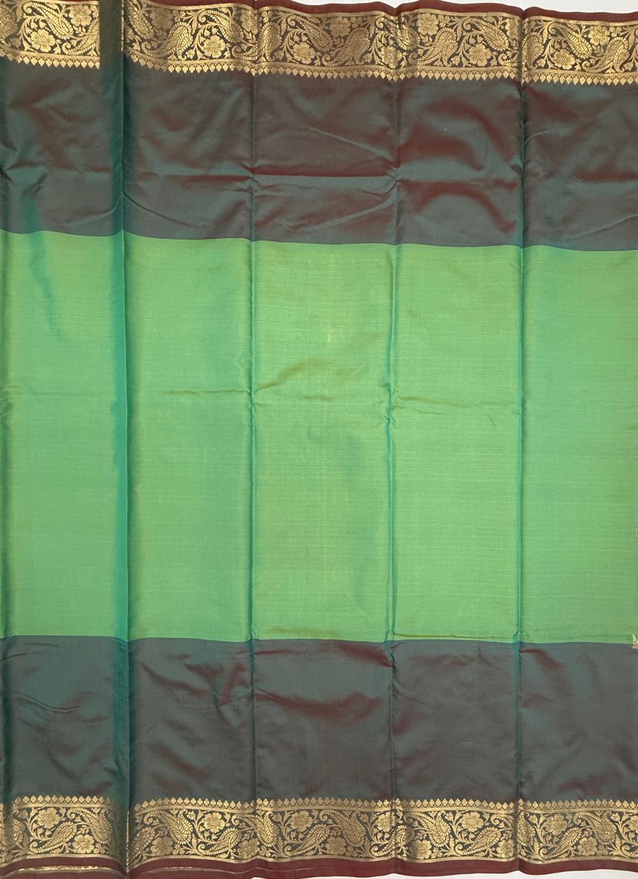 VSAS1536 - dual green with maroon color body, pallu , blouse.