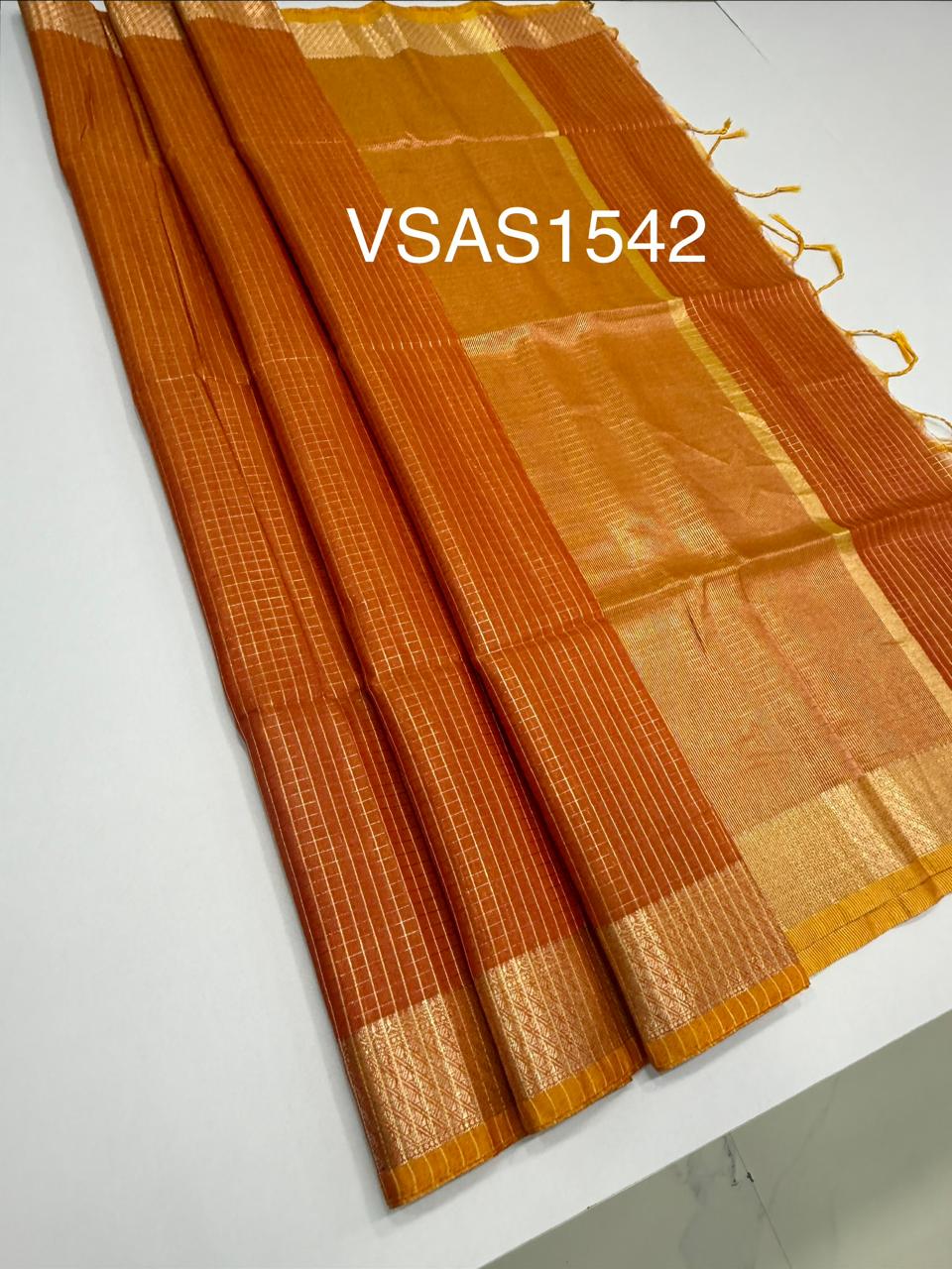 VSAS1542 - yellow with red color body, pallu , blouse.