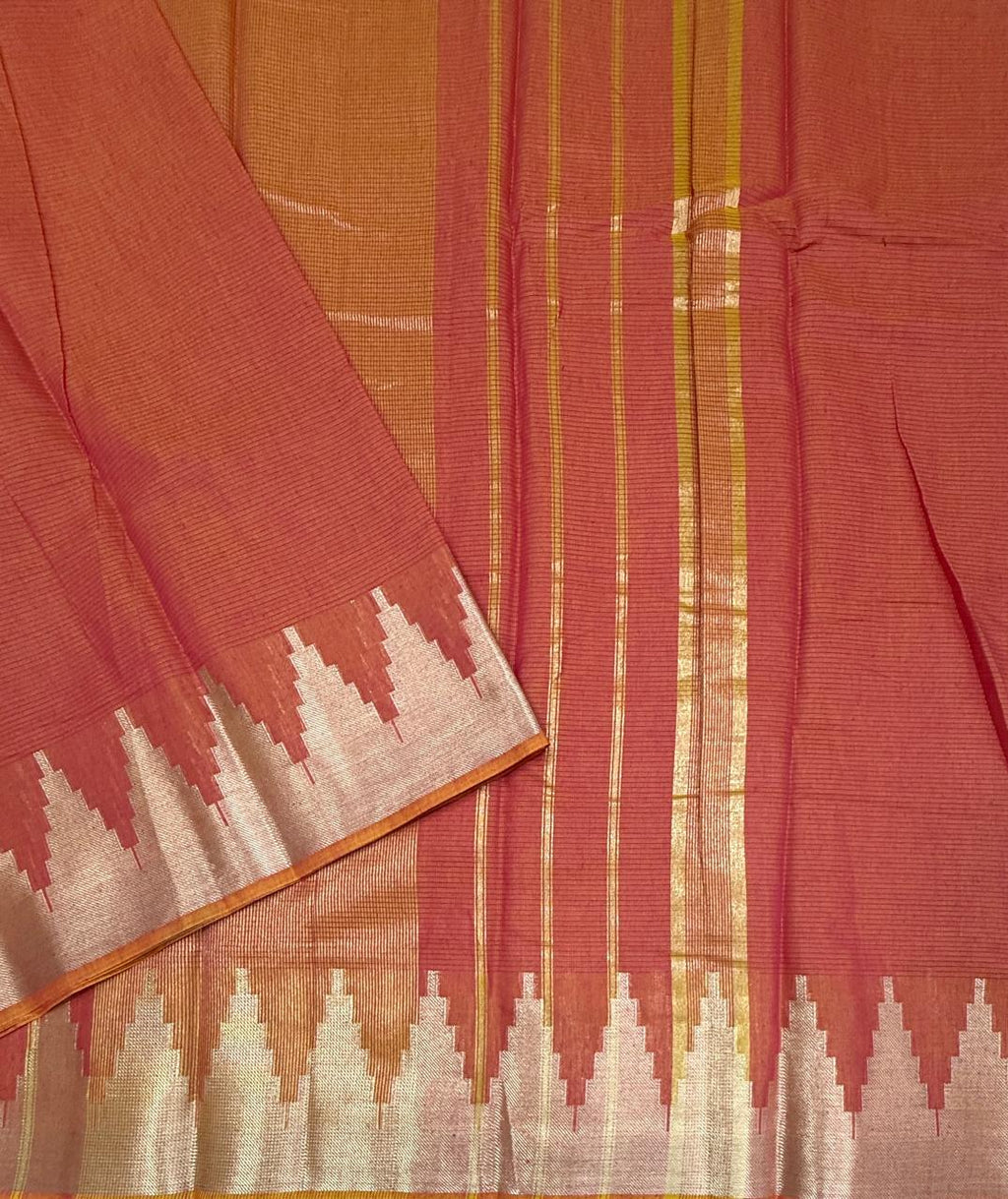 VSAS1538 - pinkish orange color body, pallu , blouse.