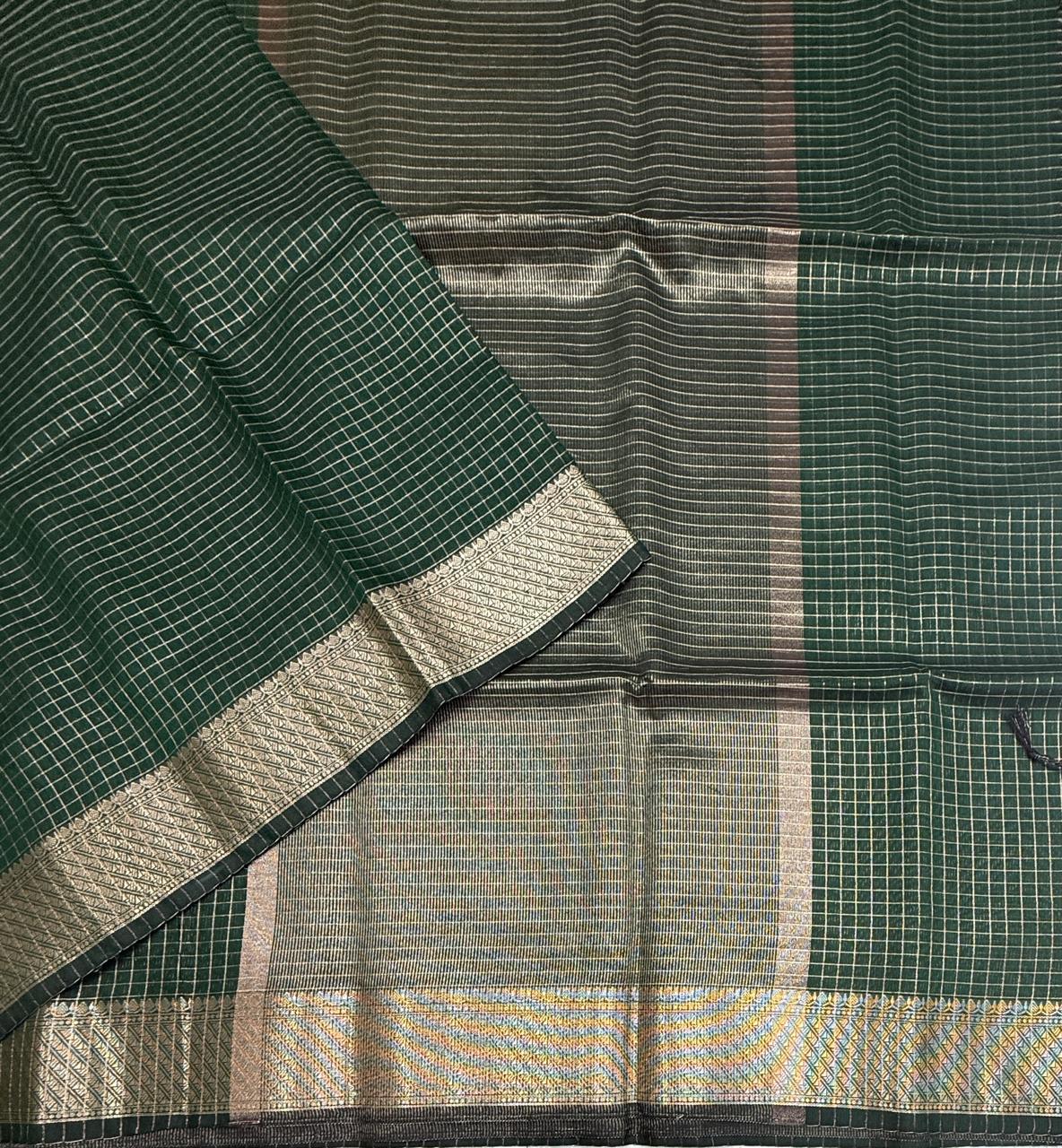 VSAS1548 - bottle green color body, pallu , blouse.