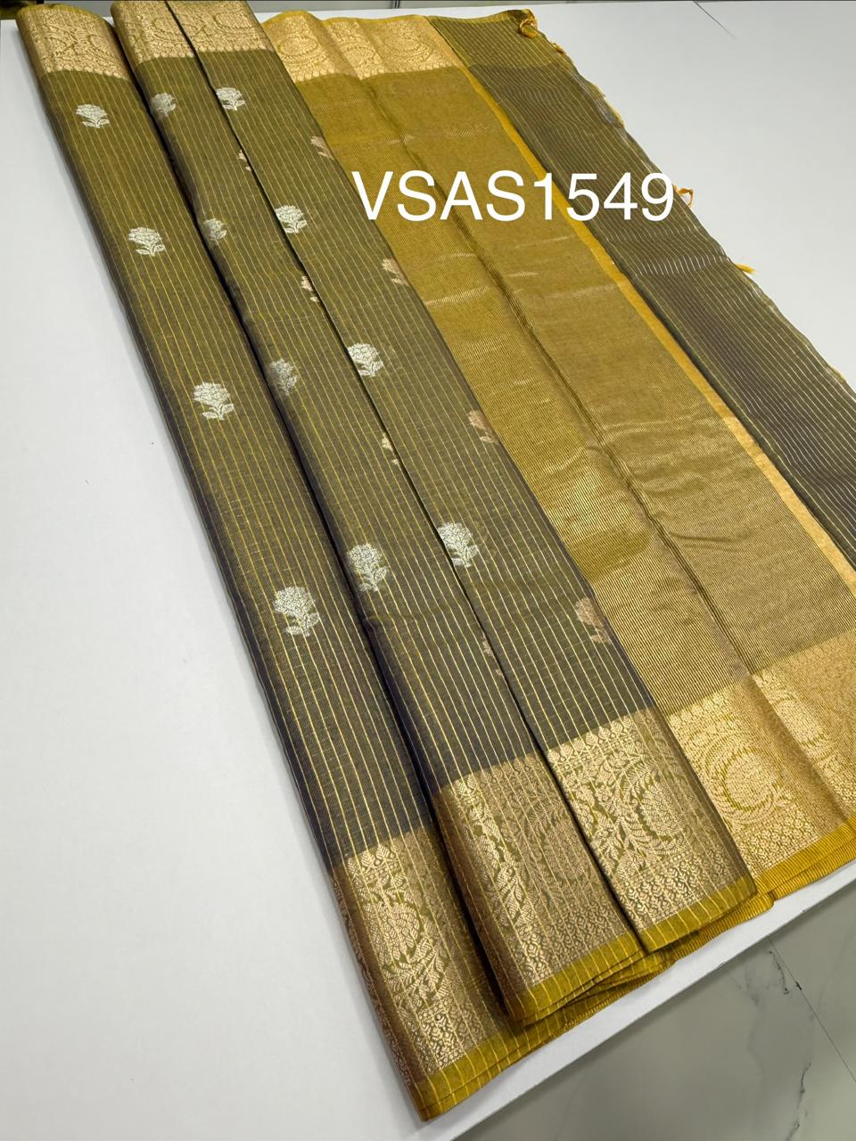 VSAS1549 - yellow with blue color body, pallu , blouse.