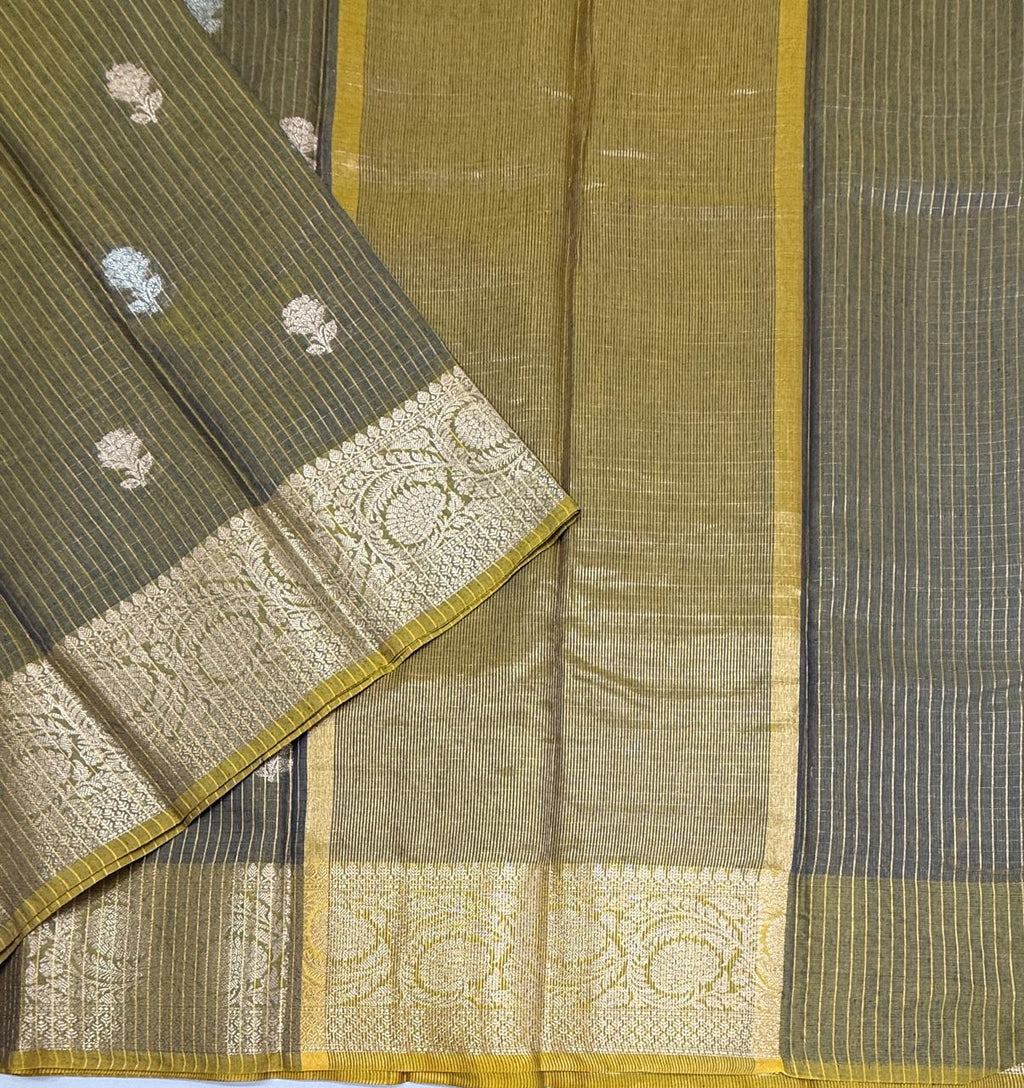 VSAS1549 - yellow with blue color body, pallu , blouse.