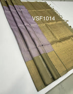 VSF1014 - pastel lavender color body , beige color pallu,blouse - Pure silk saree