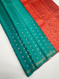 VSTP147 -blue color body, pinkish orange color pallu, blouse - Pure silk saree