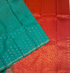 VSTP147 -blue color body, pinkish orange color pallu, blouse - Pure silk saree