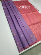 VSF963 - lavender color body , pink color pallu,blouse - Pure silk saree