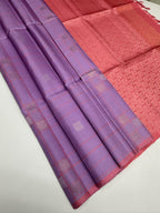 VSF963 - lavender color body , pink color pallu,blouse - Pure silk saree