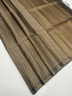 VSA635 - cement grey color body, pallu , blouse pure silk saree