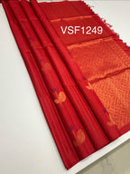 VSF1249 - red color body, color pallu,blouse - Pure silk saree