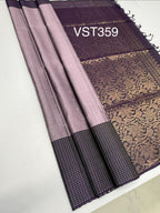 VST359 - light lavender color body , violet color pallu , blouse - Pure silk saree