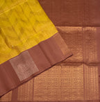 VSF1251 - golden yellow color body , chocolate brown color pallu,blouse - Pure silk saree