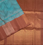 VSF1252 - pastel blue color body , chocolate brown color pallu,blouse - Pure silk saree