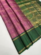 VSF1254 - light purple color body , green color pallu,blouse - Pure silk saree