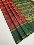 VSF1255 - maroon color body , green color pallu,blouse - Pure silk saree