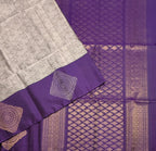 VSF1258 - grey color body , violet color pallu,blouse - Pure silk saree