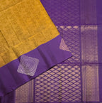 VSF1259 - cow dung green color body , violet color pallu,blouse - Pure silk saree