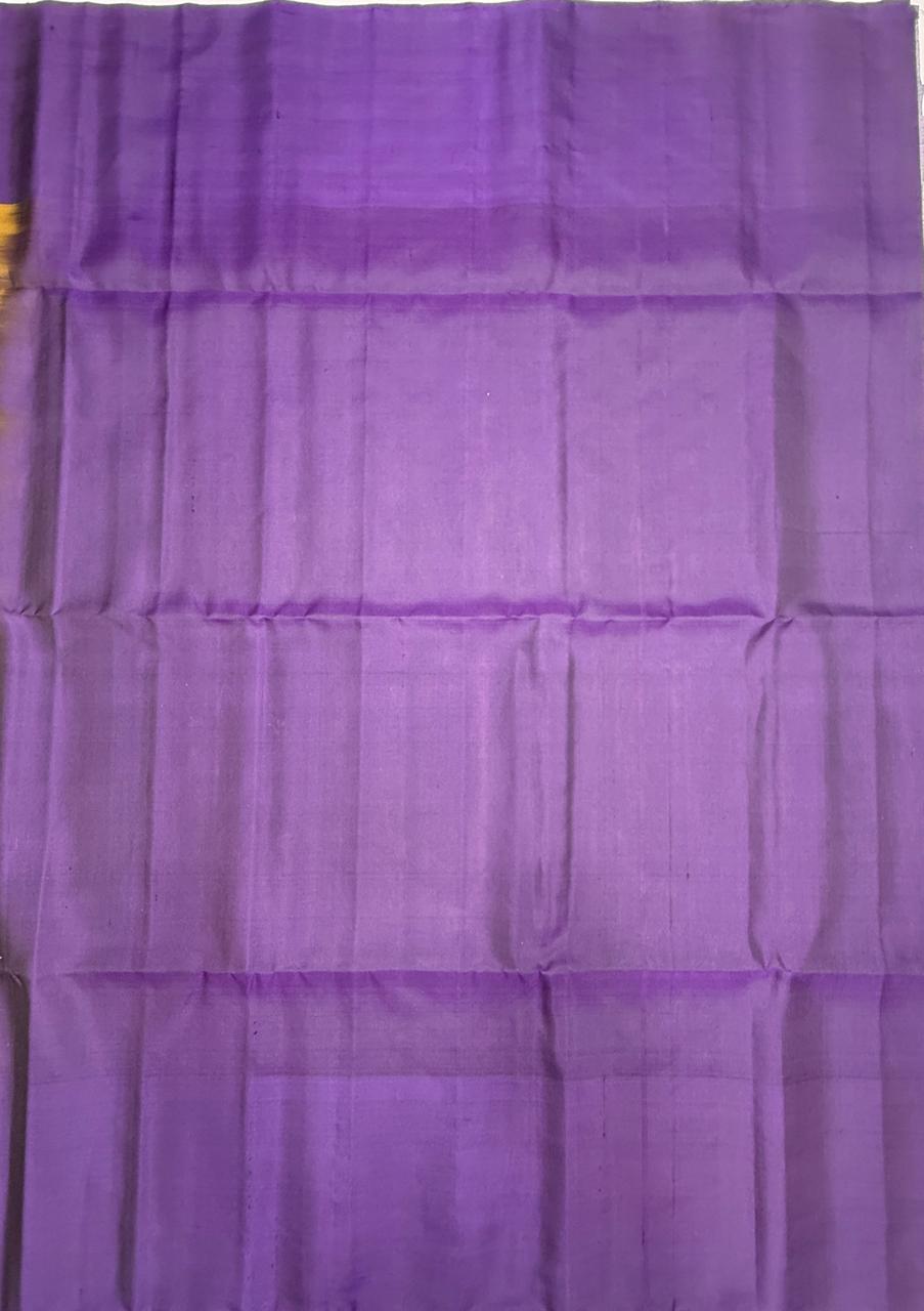 VSF1259 - cow dung green color body , violet color pallu,blouse - Pure silk saree