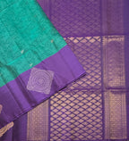 VSF1260 - peacock green color body , violet color pallu,blouse - Pure silk saree
