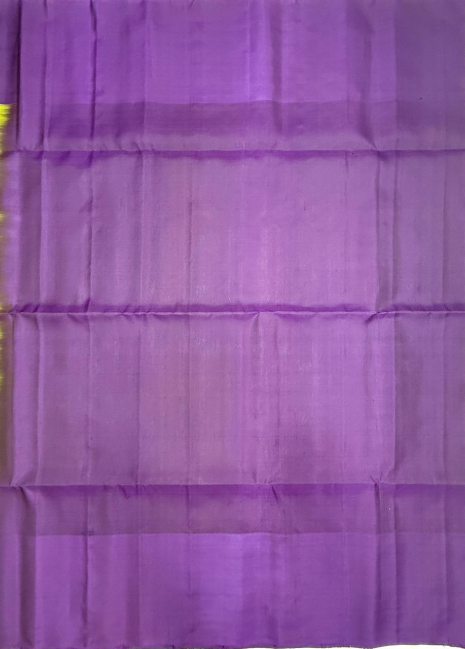 VSF1262 - leaf green color body , violet color pallu,blouse - Pure silk saree