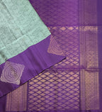 VSF1263 - pastel blue color body , violet color pallu,blouse - Pure silk saree