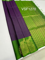 VSF1270 - violet color body , green color pallu,blouse - Pure silk saree