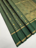 VSF1276 - dark green color body , pallu,blouse - Pure silk saree