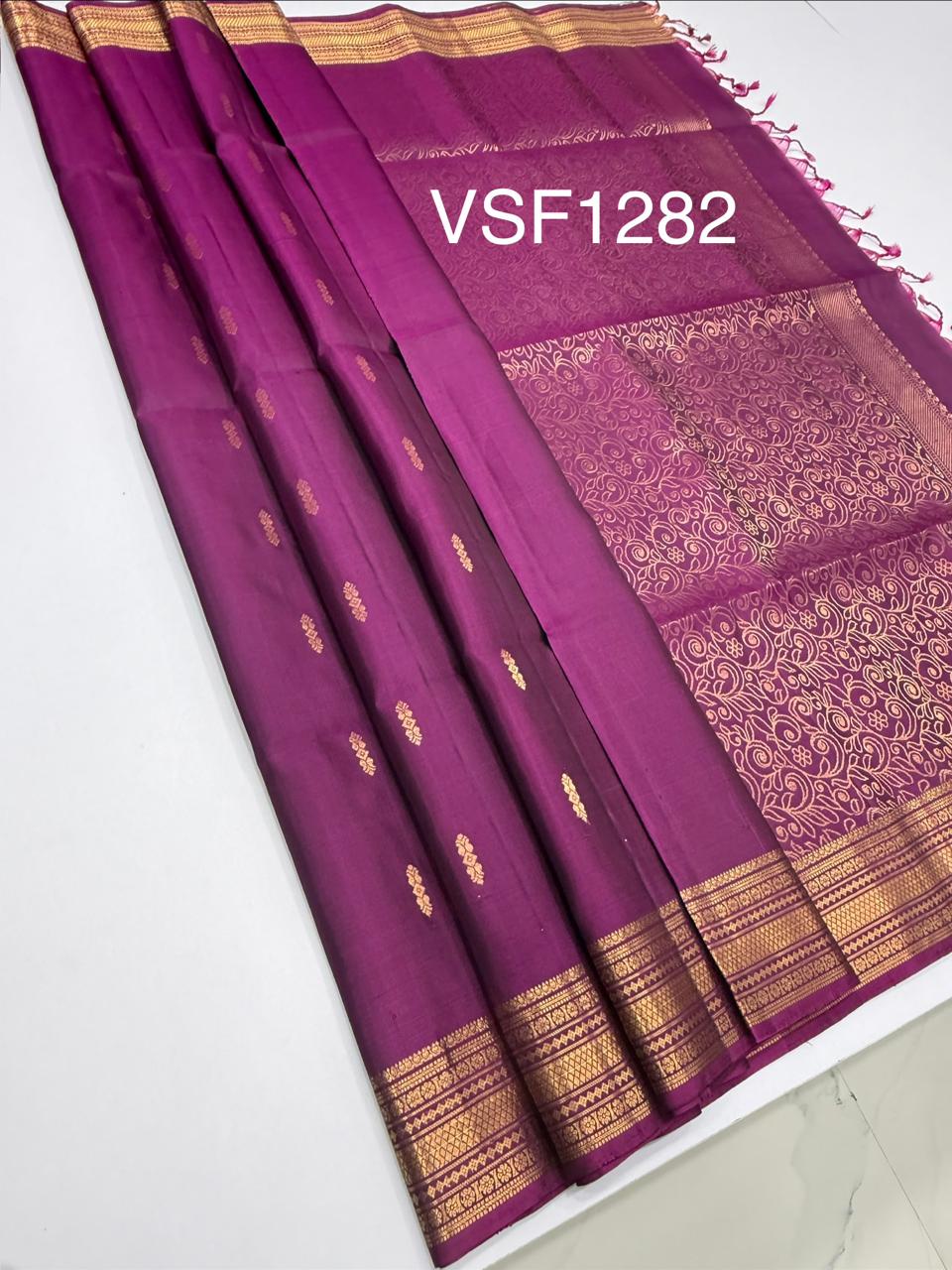 VSF1282 - purple color body , pallu,blouse - Pure silk saree