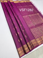 VSF1282 - purple color body , pallu,blouse - Pure silk saree