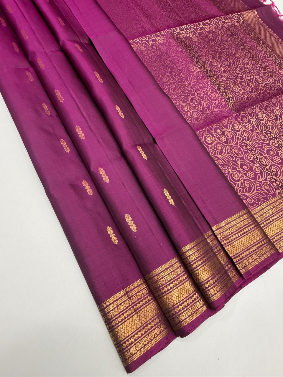 VSF1282 - purple color body , pallu,blouse - Pure silk saree