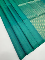 VSF1296 - peacock green color body , pallu,blouse - Pure silk saree