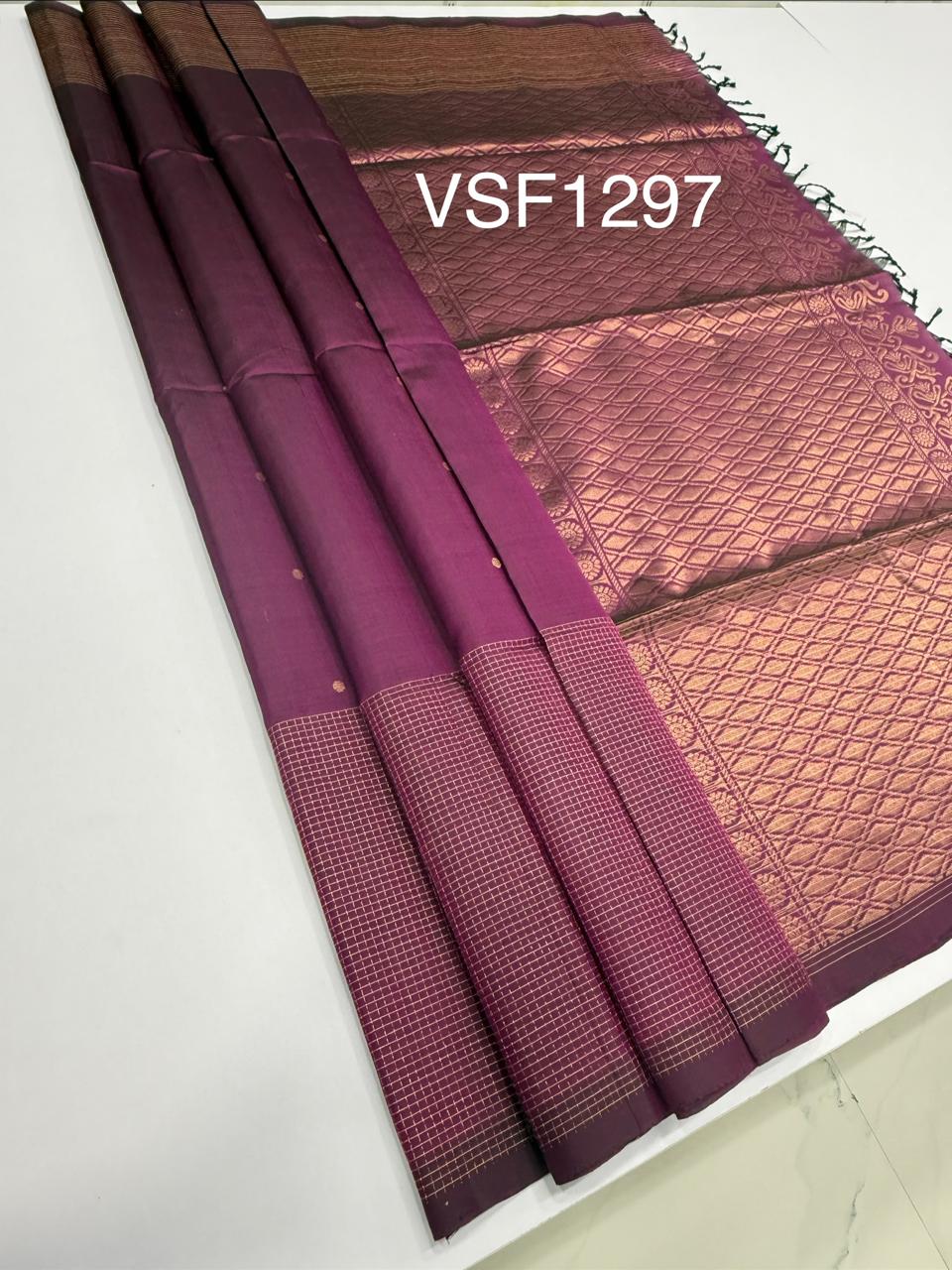 VSF1297 - purple color body , pallu,blouse - Pure silk saree