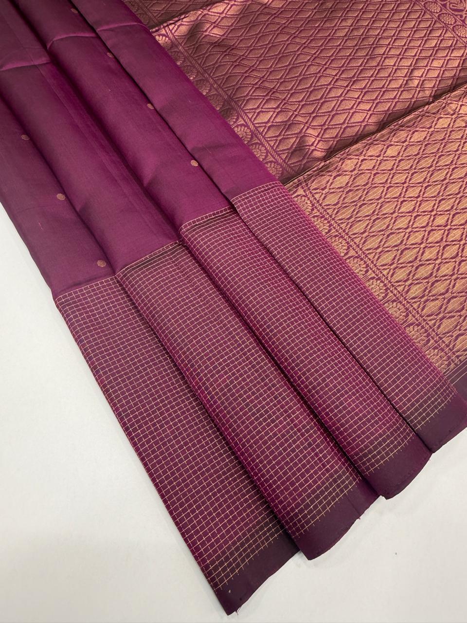 VSF1297 - purple color body , pallu,blouse - Pure silk saree