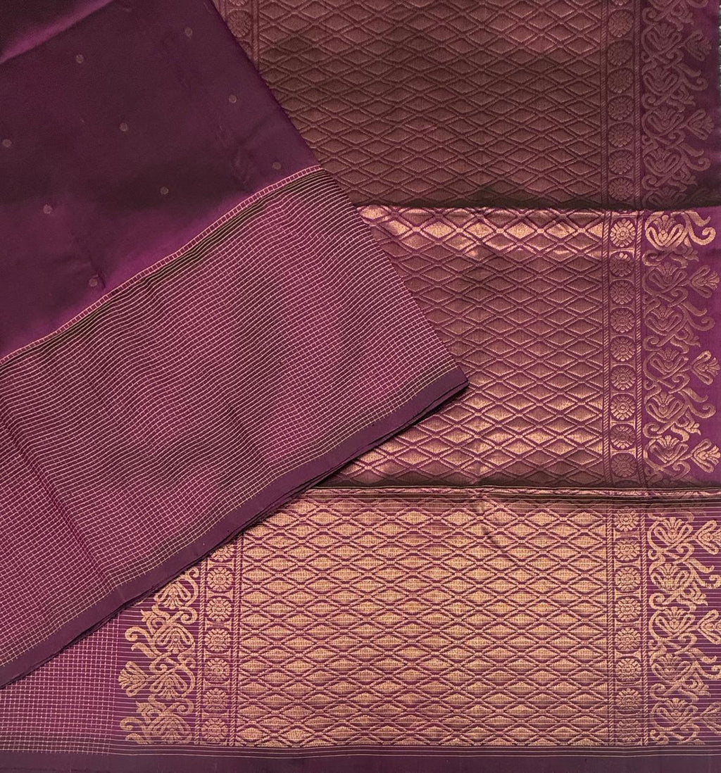 VSF1297 - purple color body , pallu,blouse - Pure silk saree