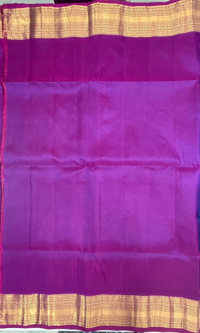 VSF1299 - navy blue color body , violet color pallu,blouse - Pure silk saree