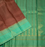 VSF1306 - chocolate brown color body , sea blue color pallu,blouse - Pure silk saree