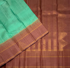 VSF1307 - sea blue color body , chocolate brown color pallu,blouse - Pure silk saree